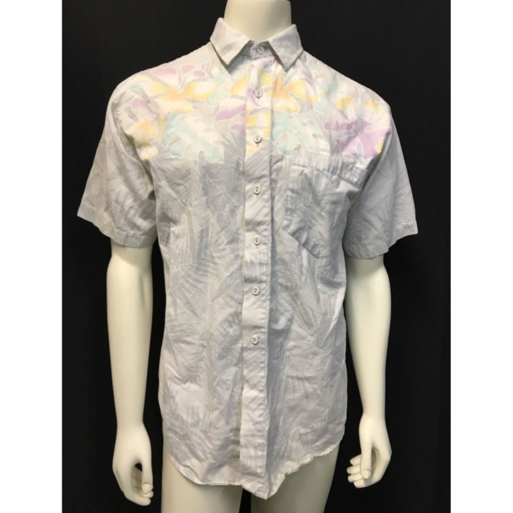 Maui Trading California Hawaiian Floral Gray Shirt